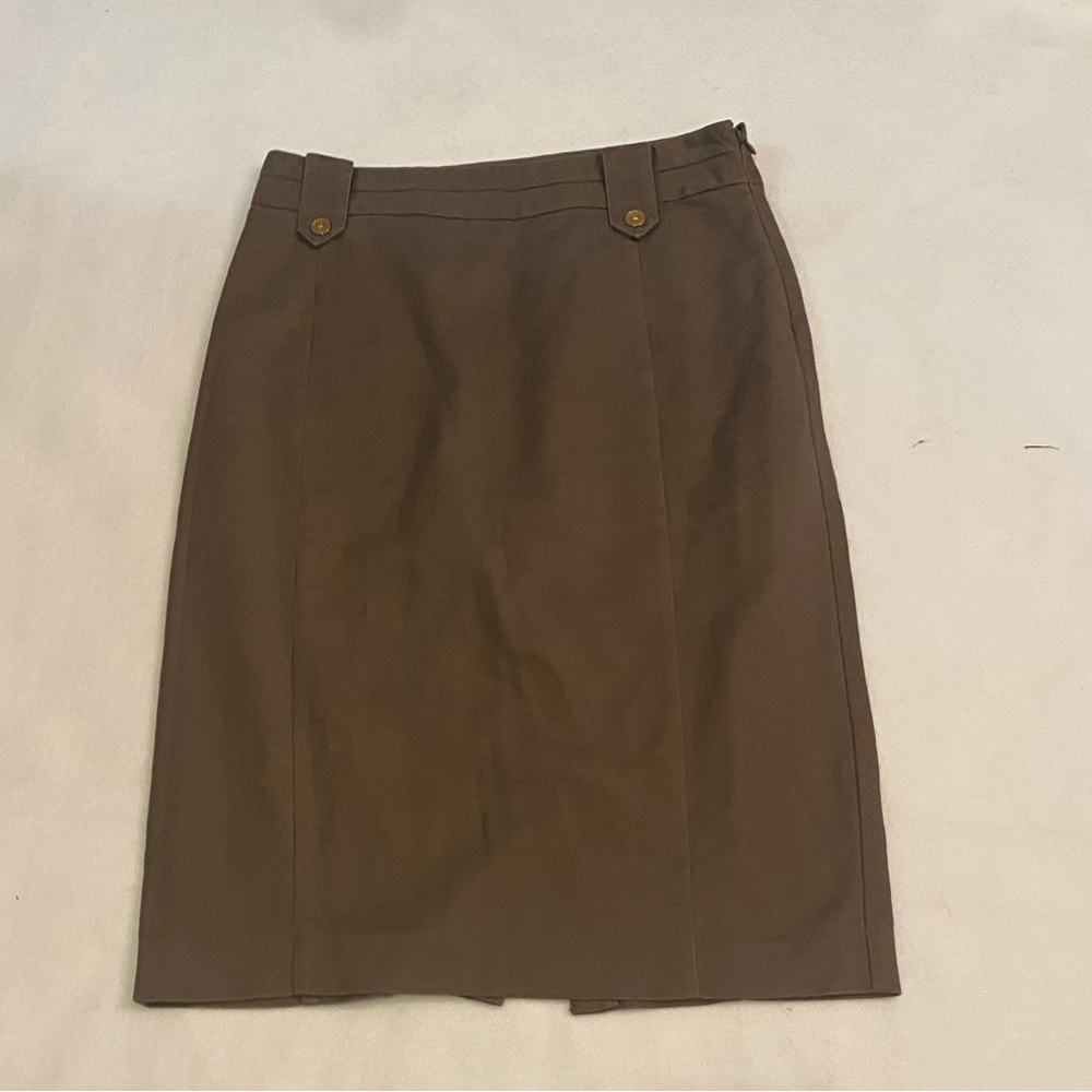 Banana Republic Pencil Skirt Womens 4 Brown Excellent Button Tab Side Zip 532315